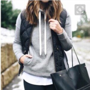 J. Crew Wool Blend Funnel Neck Gray Pullover Sweatshirt Size Large w/ Pockets